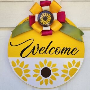 Sunflower Welcome Sign with Bow